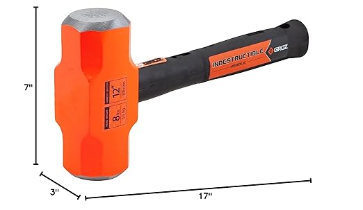 Groz 34522 12" Indestructible Sledge Hammer, 8 lb