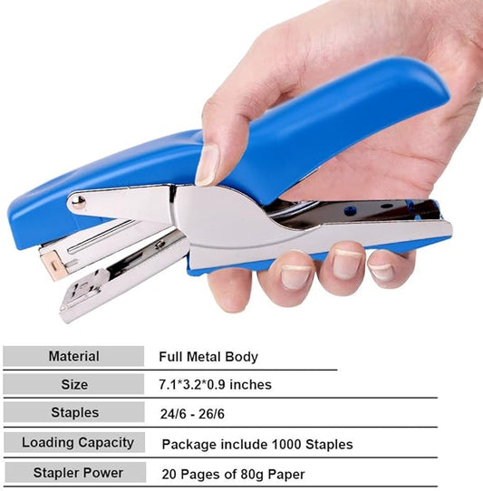 Stapler with 1000 Staples-Plier Stapler Save 60% Power,Good for Stapling at Home School or Warehouse (Blue 4 Pack)