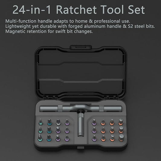 24 in 1 Magnetic Ratchet Screwdriver Set - Precision Professional Tool Kit with Case for Electronics, Computer, Phone, Watch, Bicycle, DIY Home Repair
