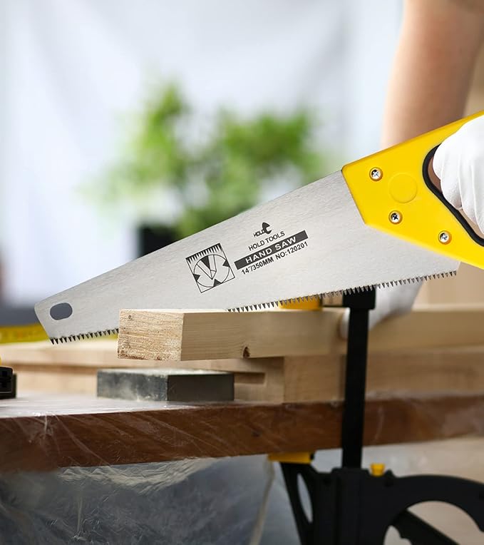 DOWELL 14 in Hand Saw - 11 TPI Fine Cuts Wood Saw Perfect for Sawing, Trimming, Gardening, Cutting Wood, Drywall, Plastic Pipes, Sharp Blade
