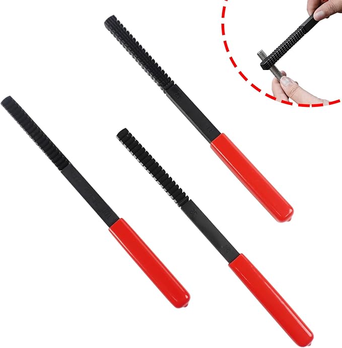 3Pcs Thread File Set, Thread Restorer File Set, Thread Restoring Chaser Files Metric and SAE, High Carbon Steel Thread Repair Tool for Thread Repair File Set, Thread Cleaner Tool