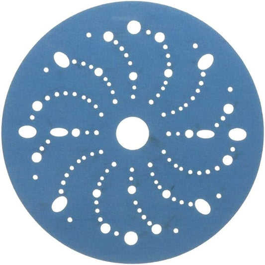 3M AMAPR Hookit 3M Blue Abrasive Discs 36180, Multi-Hole, Featheredging, Primer Sanding, Paint Preparation, 6 in, 320 Grade, 50 Discs/Carton