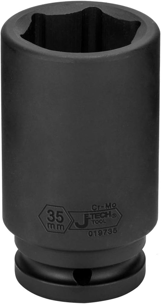 Jetech 3/4-Inch Drive 35mm Deep Impact Socket with 6-Point Design, Heat-Treated Chrome Molybdenum Alloy Steel, Metric