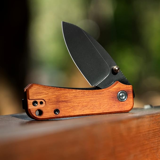 CIVIVI Baby Banter Pocket Knife for EDC, Ben Petersen Folding Knife with 2.34 in Nitro V Steel Blade Cuibourtia Wood Handle, Titanium Thumb Stud Opener C19068SB-2(Wood)