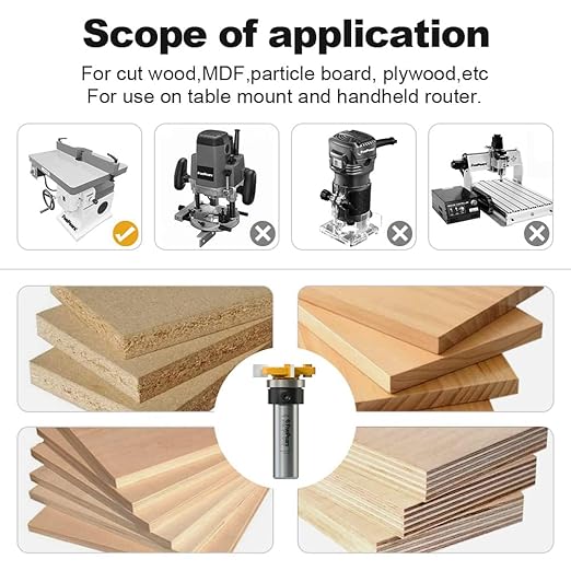 Fivepears Top Bearing Slot Cutter Router Bit 1/2 inch Shank 1-1/4 inch Cutting Diameter and 1/4 inch Cutting Length Shank Slot and Undercut Bit for Woodworking Chisel Cutter Tool Slot