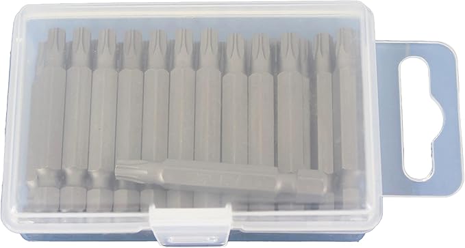 25 pc T27 Torx Star 6 Point T-27 Screwdriver Impact Ready 2 Inch Length Insert Bits Hex Shank with Quick Release Slot