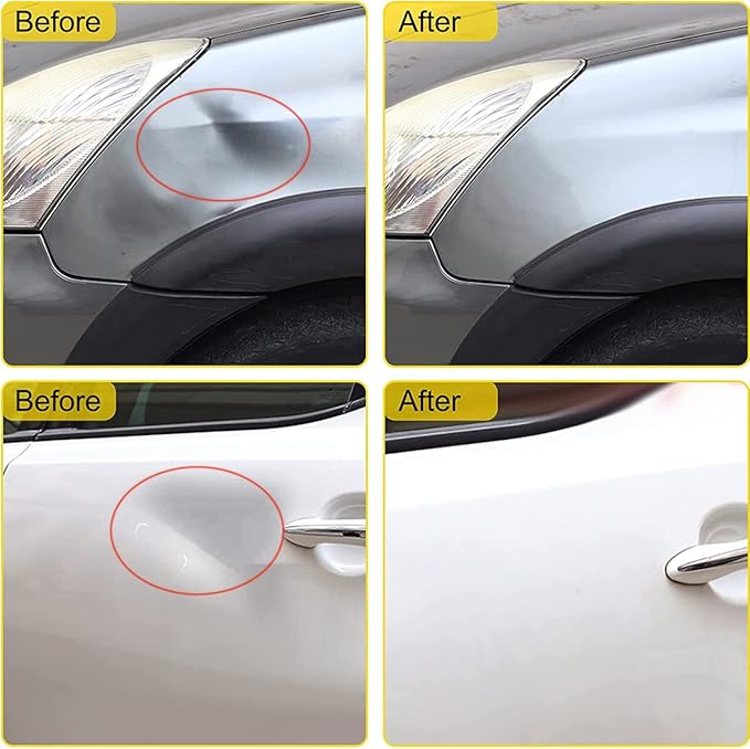 LadyRosian Paintless Dent Repair Tool Dent Removal Rods Set Stainless Steel Tools with Accessories for Car Body Dent and Hail Damage Repair