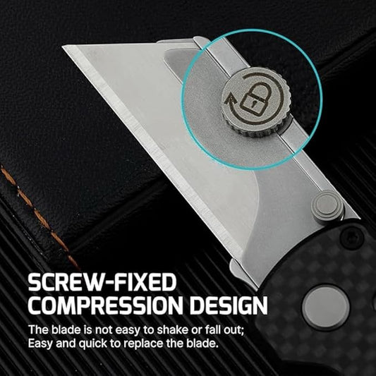 OKNIFE Otacle U1 Folding Utility Knife, Quick Change Box Cutter with Rail Lock, EDC Razor Knife with Pocket Clip for Office, Factory (Green Micarta)
