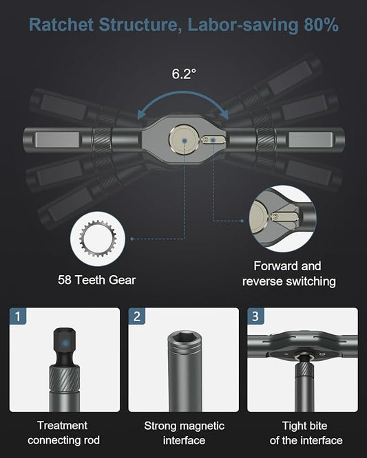 Upgraded 42 in 1 Magnetic Screwdriver Set, Ankilo DIY Ratchet Screwdriver Set, Multi Bit Magnetic Drive with 40 PCS Portable Repair Tool Kit for Home, Bike, Repairs - for Christmas Gifts (Grey)