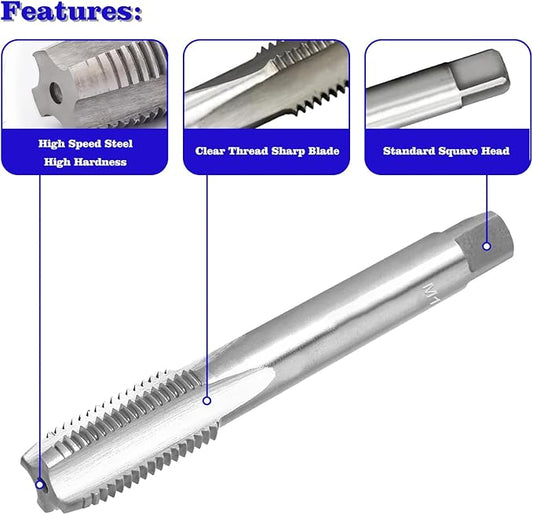 M12 x 1.25 Metric Thread Tap and Die Set, M12 x 1.25mm High-Speed Steel Machine Tap and Die Set, Right Hand Thread Tap and Round Thread Die