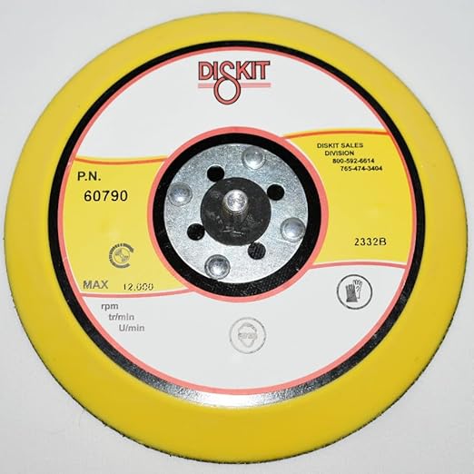 Gripit Sanding Pad 60790: Very Soft, 6", Hook, 0 Hole, Slant Profile Made in USA