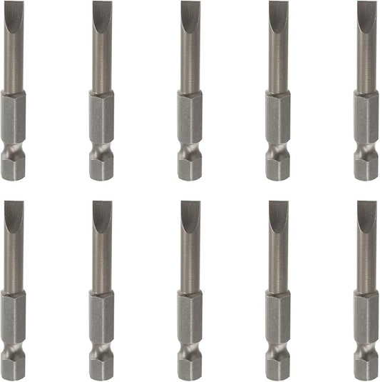 10 Pcs SL5 Magnetic Slotted Screwdriver Bits S2 Steel Flat Head Screwdriver Bits with 1/4 Inch Hex Shank, 2 Inch Length