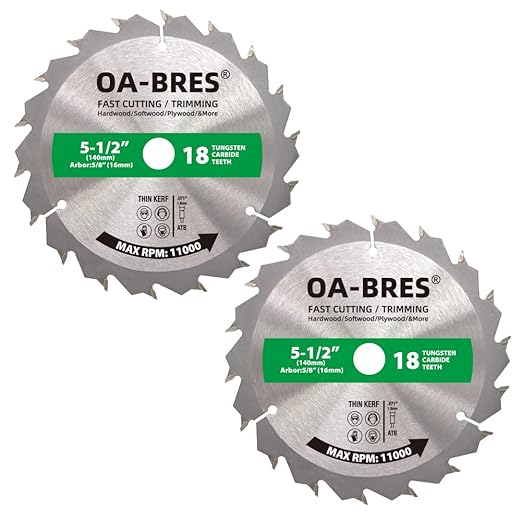 5-1/2 Inch 18 Tooth ATB Fast Cutting and Trimming Saw Blade, Cordless Trim Saw Blade with 5/8-Inch Arbor (1/2-Inch and 10-mm Reducer Bushings Include) - 2 Pack