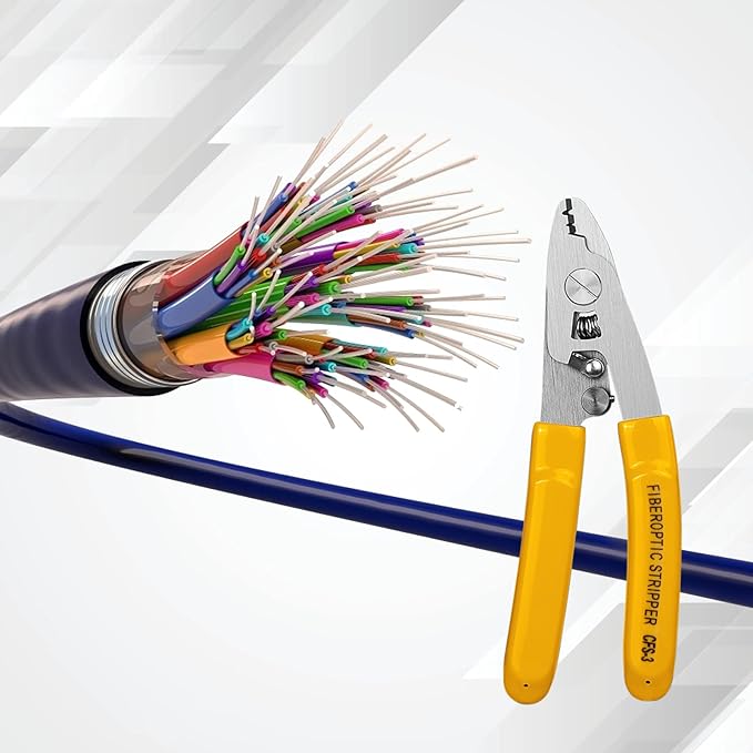 CFS-30 Fiber Optic Stripper Tool, 3-Hole Adjustable Stainless Steel Fiber Stripper for FTTH/FTTX, Precisely Strips 125關m/250關m Fiber & 2-3mm Jacket (1-Pack)