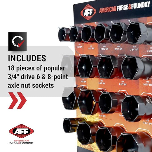AFF 6 pt and 8 pt Mixed Axel Nut Socket Shop Display with Graphic Overlay Kit, 18501P