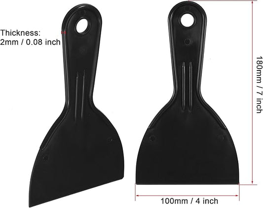 uxcell Putty Scraper 4" ABS Plastic Spatula Drywall Patch Repair Spreader Wall Covering Smoother Black 4Pcs