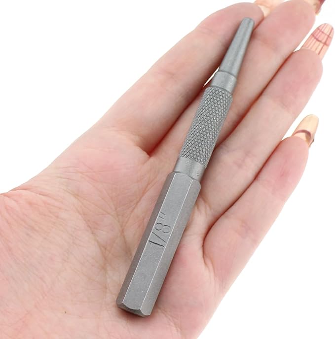 Maxmoral 4 Pieces Nail Setter Punch and Center Punch Set Heat Treated Alloy Steel with Knurled Grip 4 Sizes