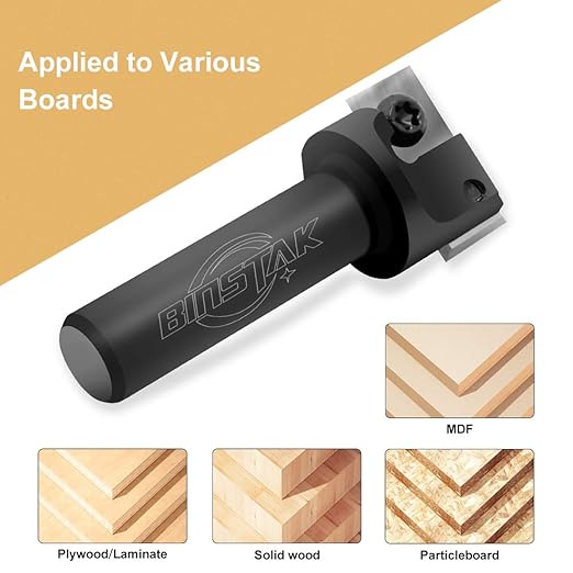 CNC Spoilboard Surfacing Router Bit, 1/2" Shank 1" Cutting Diameter, Insert Carbide Slab Flattening Router Bit Planing Bit Wood Planer Bit by BINSTAK
