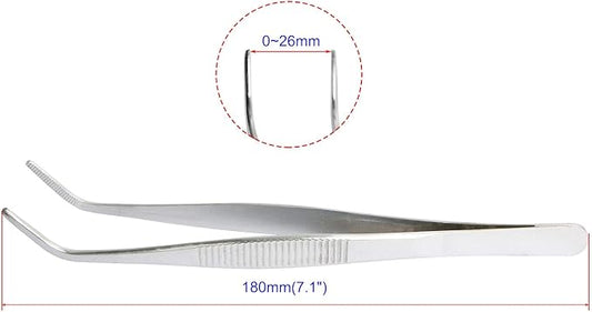 Aoje-Link 304 Stainless Steel Tweezers with Curved Serrated Tip Sewing Machine Electronic Repair Tweezers Pliers Multi-Purpose Tweezers Tool Pliers Silver 3pcs