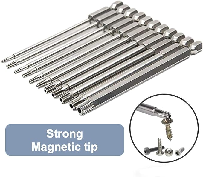 aiyun 8-Piece Security Bit Set, S2 Steel Magnetic Security Screwdriver Set 6 Inch Security Bits Shark Vacuum Screwdriver T8-T40 (150mm Length)