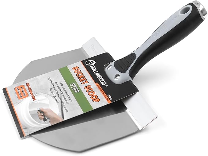 ROLLINGDOG Drywall Bucket Scoop - 8 inch Stainless Steel Bucket Scraper Mud Scoop for Drywall,Plaster for Clean Paint,Mortar,Putty,etc