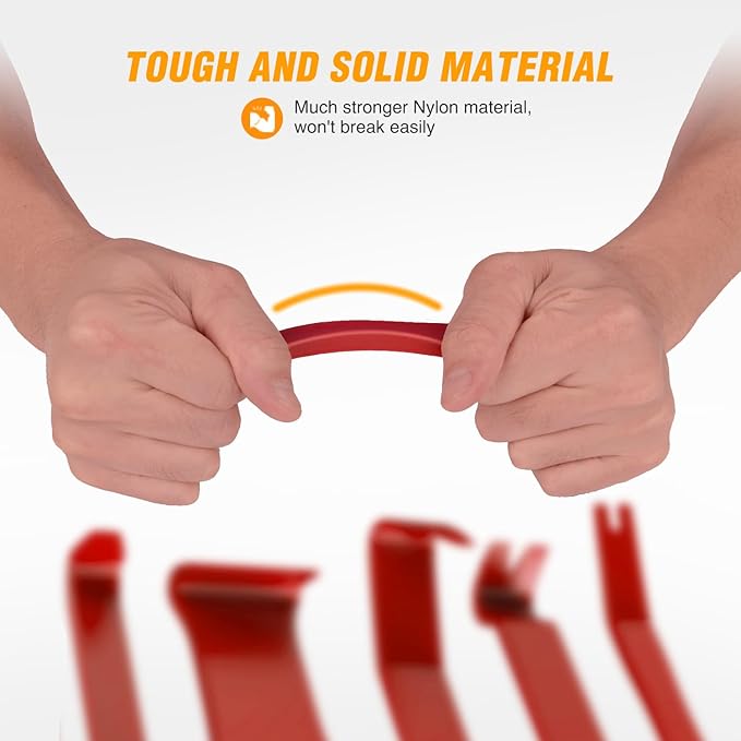 GOOACC 5PCS Auto Trim Removal Tool Kit No-Scratch Tool Kit for Car Audio Dash Window Molding Fastener Remover Tool Kit-Red