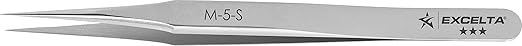 Excelta - M-5-S -Anti Magnetic Tweezers, Stainless Steel tweezer, Ultra Fine Pointed Tip, 2.75 in