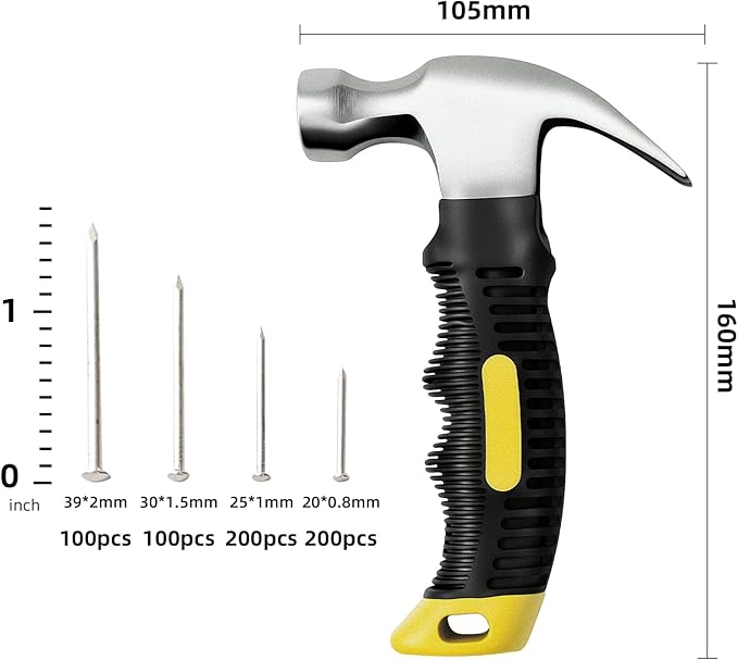 Nail Assortment Kit and 8oz Small Hammer, 560 Pcs Small Nails for Hanging Pictures,Mini Hammer,Picture Hangers Kit