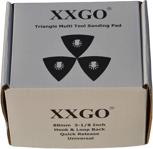 XXGO 3 Pcs 3-1/8 Inch 80mm Triangular Hook & Loop Oscillating Multi Tool Sanding Pads No.XG5508