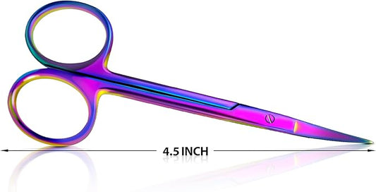 Bandage, Castroviejo, & Iris Scissors, & Kelly, & Mosquito Forceps Rainbow - Stainless Steel, DIY Crafting Scissors and Forceps Multicolors (Iris Scissors, 4.5 inches Curved)