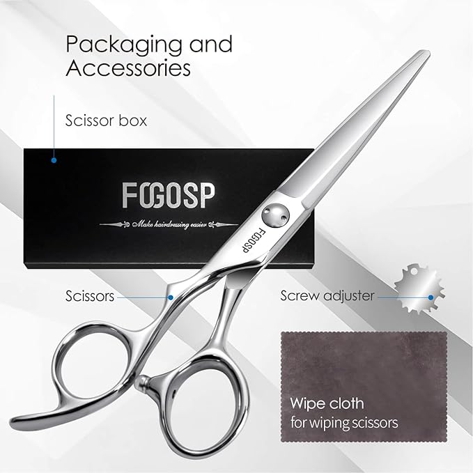 Left Handed Hair Cutting Scissors 6??Professional Barber Scissor Japan VG10 CNC Ultra-Precise Cuts, Razor Sharp Blades Hair Shears for Women & Men