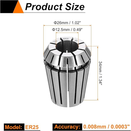 HARFINGTON Spring Collet Chuck ER25 12.5mm 65Mn Spring Steel Precision Router Collets for CNC Engraving Milling Lathe Tool