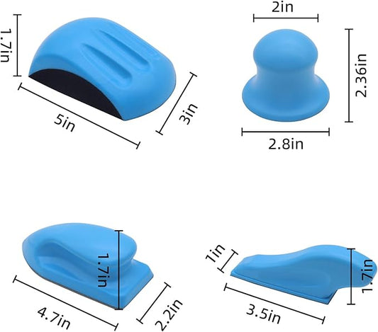 Hook and Loop Sanding Blocks Set, Round and Mouse Hand Sanding Block for Wood Furniture Car and Crafts, 4PCS