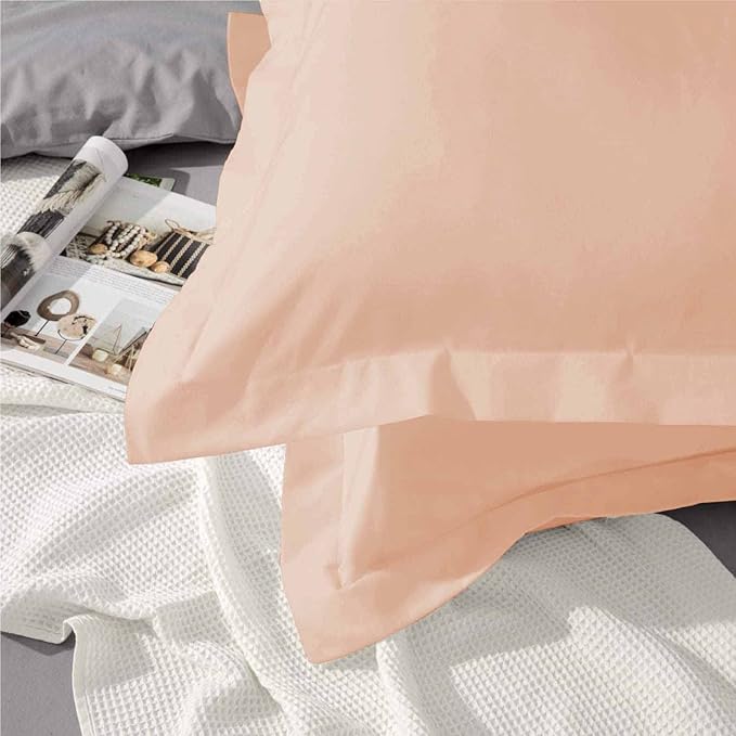 2Pcs Pillowcase 800 Thread Count 100% Egyptian Cotton Pillows for Sleeping, Soft & Silky Sateen Weave Bed Pillow Cover Long-Staple Standard Pillowcase Set of 2 Size (20"x40") - Blush Solid