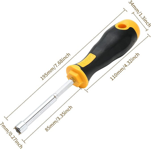 2Pcs 7mm Socket Wrench Screwdrivers High-Carbon Steel Hex Nut Driver for DIY Hand-Making, Repairs