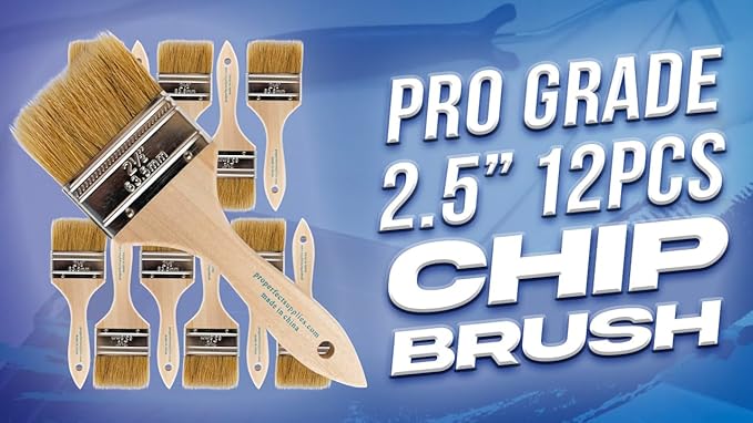 Pro Grade - Chip Paint Brushes - 12 Ea 2 Inch Chip Paint Brush Light Brown