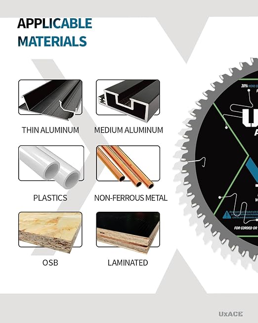 5-1/2-Inch 50-Tooth Circular Saw Blade, 5/8-Inch Arbor, Aluminum, Non-Ferrous Metal Cutting Blade, Carbide Tip, Thin Kerf, for Thin Aluminum, Plastic, Composite