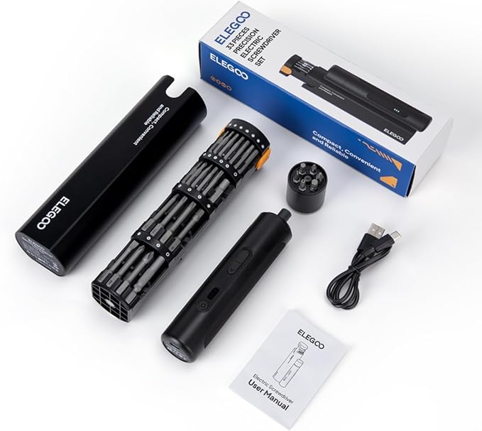 ELEGOO 35-in-1 Electric Screwdriver Set with LED and 33 Magnetic Bits, Type-C Rechargeable 1500mAh Battery, Precision Power Tool Kit for 3D Printer Maintenance, Small Electronics Repairs, Engineers