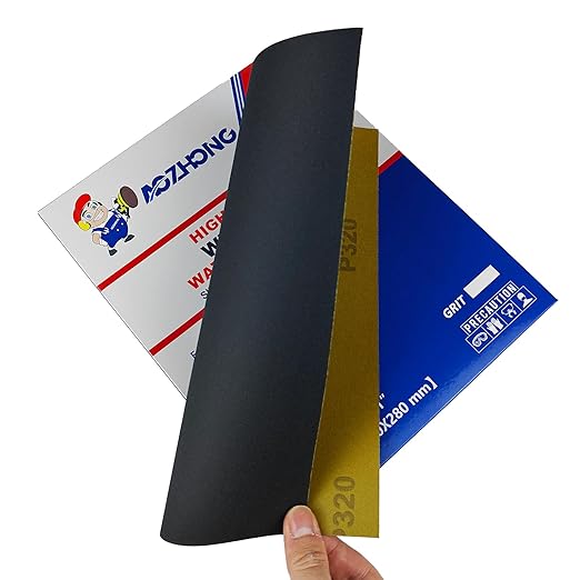 320 Grit Sand Paper, 9 x 11 Inch, 25 Pcs Wet Dry Sandpaper Sheets, Silicon Carbide for Wood, Metal, Automotive Sanding and Polishing, Waterproof and Durable