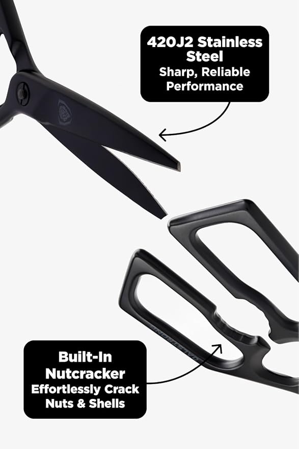 Dalstrong Japanese Stainless Steel Ambidextrous Kitchen Scissors - All Purpose - Heavy Duty - Detachable - Sharp Blade - Herbs, Pizza, Meat Cutting