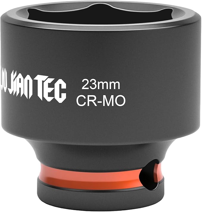 6-Point Shallow Impact Socket, 3/8-Inch Drive 23mm Socket, Cr-Mo,Automotive, Truck Maintenance, Heavy Equipment Repair
