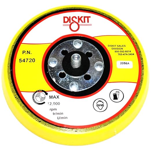 GripIt Sanding Pad 54720: Soft, 5", PSA, 0 Hole, Standard Profile, 5/16-24 Male