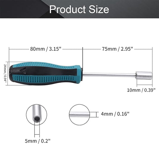 Utoolmart 5mm Socket Wrench Screwdriver, Tip Hex Nut Driver Screwdriver,Steel Round Shaft: 75mm, Cr-V, Non-Magnetic