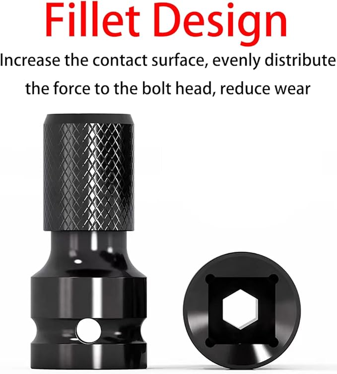 2PCS 1/2 inch Square Drive to 1/4 inch Hex Female Socket Adapter Converter Chuck Adapter for Impact Air and Electric Wrench