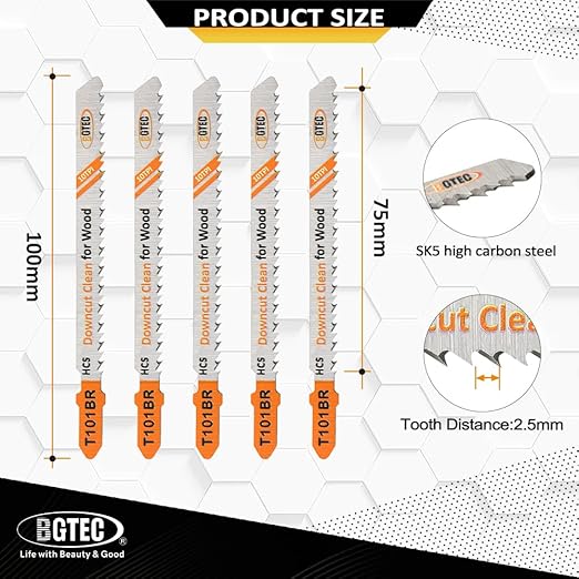 20PCS T Shank Jigsaw Blades Set - BGTEC HCS(SK5) Jig Saw Blades for Wood, Plastic Cutting(T101BR)