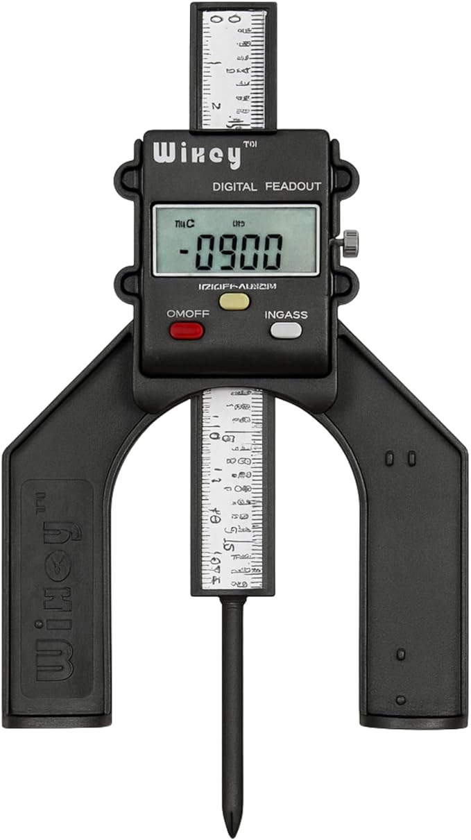 Wixey Mini Digital Height Gauge ??Durable Easy-Read Digital Depth Gauge ??Precise Accurate Height Measurement Tool for Router & Table Saw ??Compact Measuring Tools for Woodworking Projects