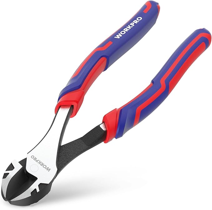WORKPRO 8 Inch High Leverage Diagonal Pliers, Wire Cutters Heavy Duty in CRV Steel, Diagonal Cutters for Cutting Wires