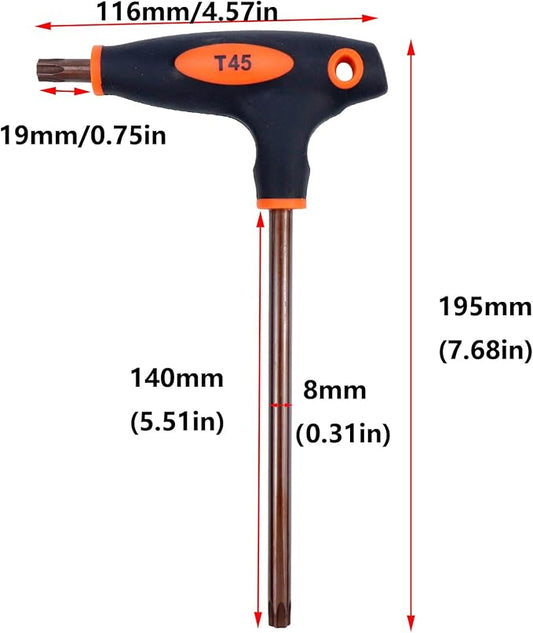 Antrader T45 Torx Screwdriver,Anti Tamper Proof Torx Key,S2 Steel T-Handle Dual End Wrench-1Pcs