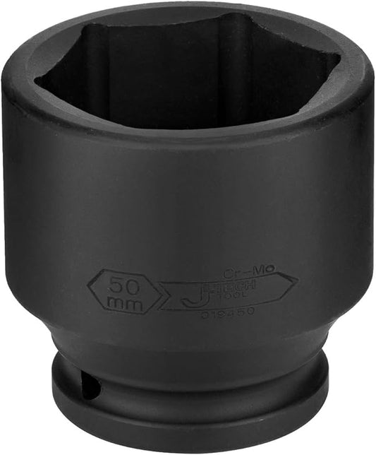 Jetech 3/4 Inch Drive 50mm Standard Impact Socket, Made with Chrome Molybdenum Alloy Steel, Heat Treated, 6-Point Design, Metric