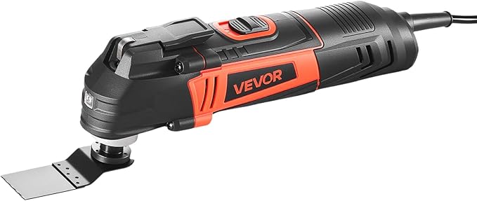 VEVOR Oscillating Tool Multitool, 4Amps Electric Oscillating Multi Tool Corded with 6 Variable Speeds 7000-19000 OPM, 3.2째 Oscillating Angle, 13PCS Saw Accessories, LED Work Light & Tool Bag